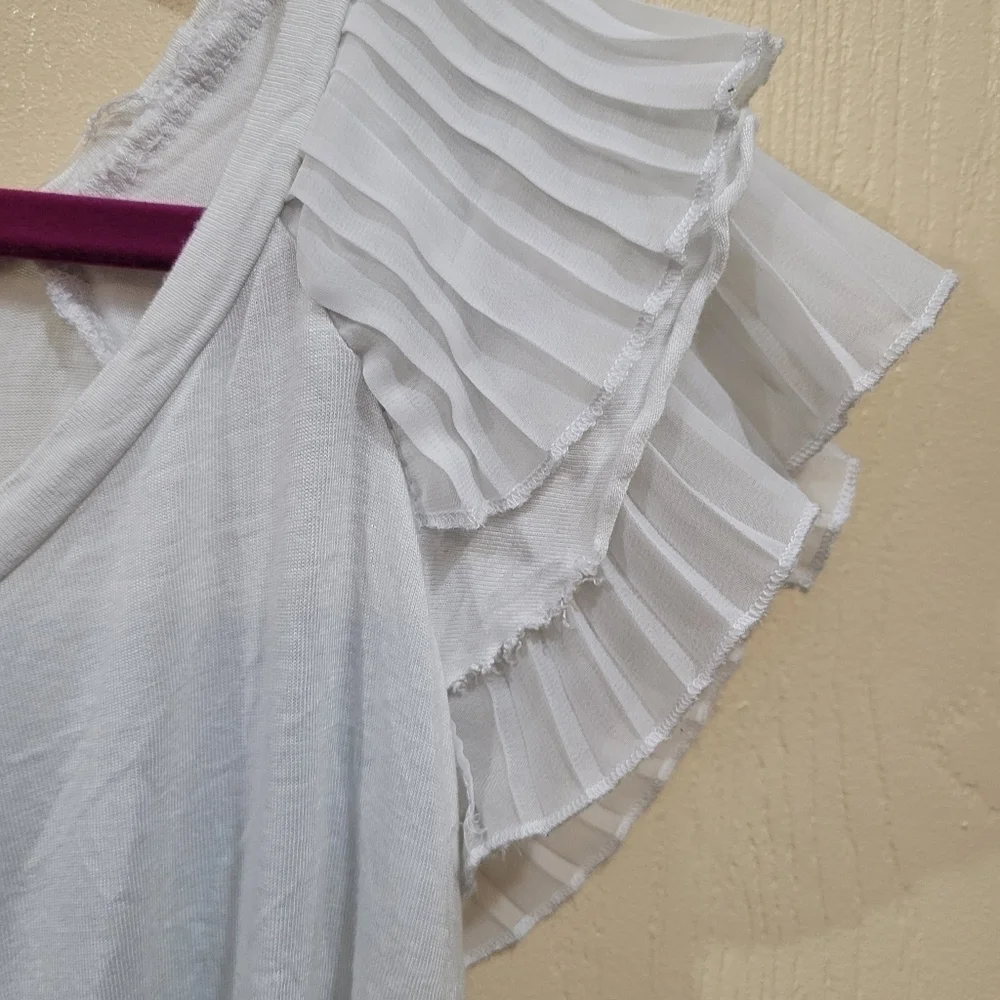 White flutter sleeve top